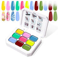 U-Shinein Gradient Painting Gel, 9 Colors Ombre Gel Nail Polish Bright Rainbow Pigment Pat Nails Aura Nails French Manicure Soak Off UV Long-lasting No-wipe Home Salon DIY Nail Art ChromaGlow