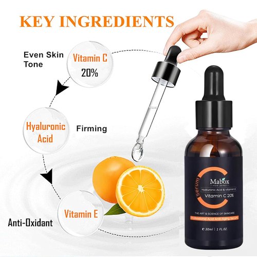 Skiennix Vitamin C Face Serum - Fade Dark Spots & Wrinkles with Hyaluronic Acid | 1 fl. oz.