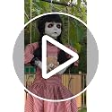 Halloween Hanging Girl Decoration with Glowing Eyes and Sound, Outdoor Haunted House Prop