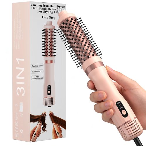 3-in-1 Hair Straightener Waves Curling Iron for Short & Long Hair Blow Out Dryer Brush Comb | Large Professional Salon Styling Tool Gift for Women,Men Hairstyles,Gfit for Men Women Teen