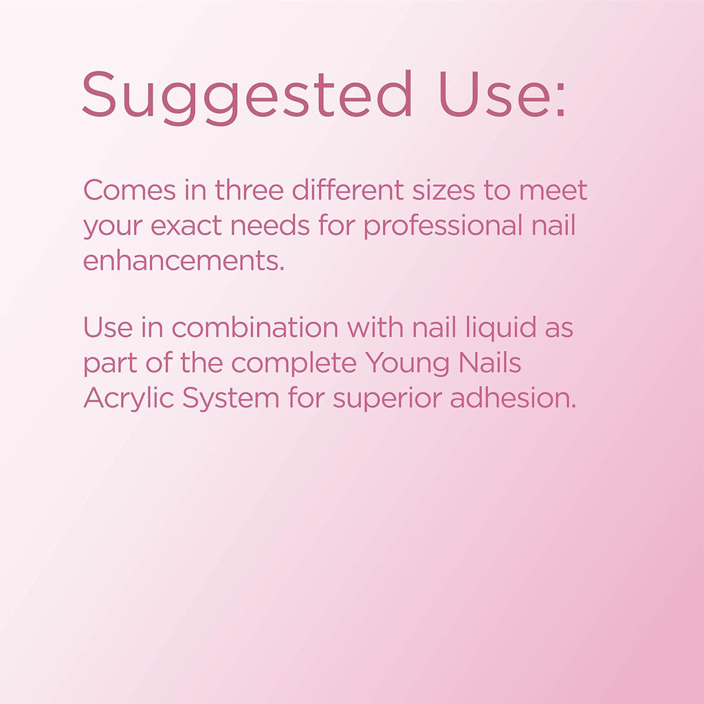 Young Nails Acrylic Core Powder - Professional Self-Leveling Nail Powder for Extensions | Clear, Nude, Pink, White - 45g