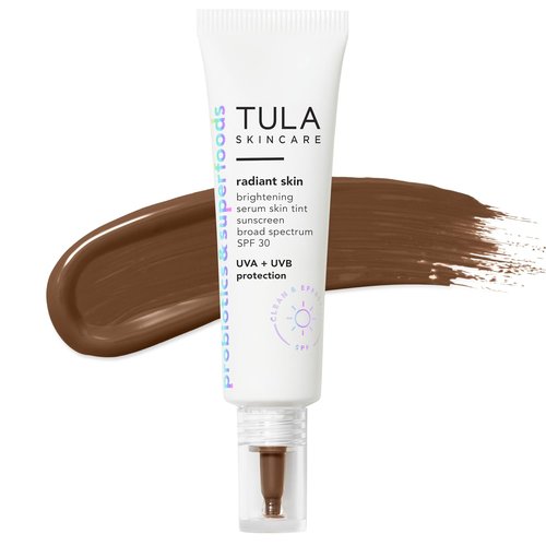 TULA Skin Care Radiant Skin Brightening Serum Tint - SPF 30 Facial Sunscreen | Lightweight Formula Evens Skin Tone | 1.0 fl. oz.