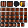 Zentriqlla 36 Pack 1oz Amber Glass Jars with Black Lids, Small Round Cosmetic Jars with with Inner Liners, Glass Containers for Homemade Creams, Candle, Skincare, Lotion, Travel