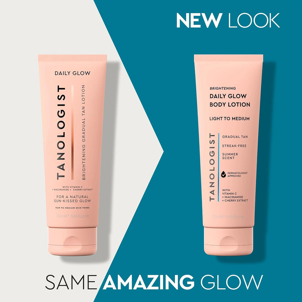 Tanologist Brightening Daily Glow Body Lotion - Streak-Free Gradual Tanner, Light/Medium, Vegan, 8.45 fl. oz