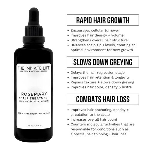 The Innate Life Rosemary Scalp Treatment - Nourishing Rosemary Oil for Stronger Follicles & Hydrated Scalp | Organic Hair Care Solution