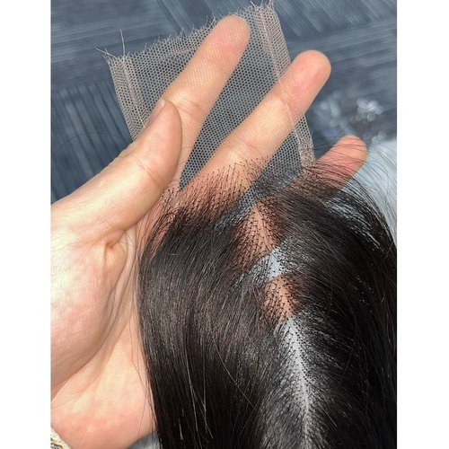 NIKISS 2x6 Skinlike Real HD Lace Closure Only, 0.095mm Ultra-thin Invisible Lace Pre-plucked Body Wave Human Hair Closure Swiss Lace Bleached Knots 16 Inch