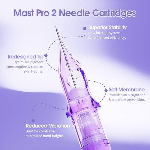 Mast Pmu Tattoo Needles 0803RL 20Pcs Premium 18mm Long Tips Pro Tattoo Cartridge Needles Diameter 0.25mm Round Liner Precision Work for Artists