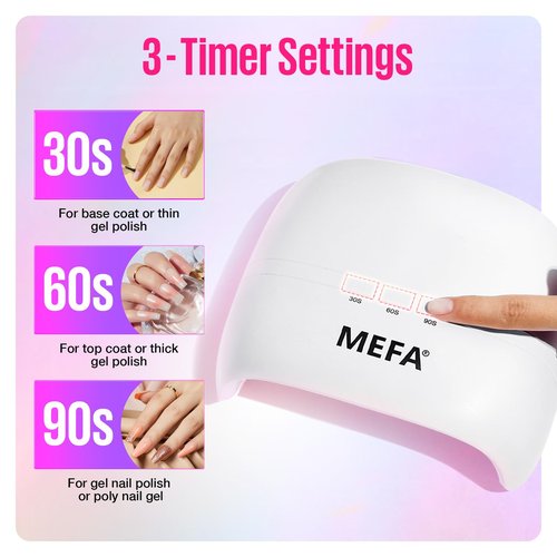 MEFA UV Nail Lamp with UV Gloves, 72W Light for Gel Nails with 21pcs Lamp Beads, 3 Times Dryer for Nail Polish Fast Curing, Professional UPF99+ Gloves for Gel Manicures Gifts for Women