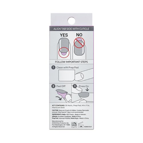 KISS Impress No Glue Mani 30 Pcs Press on Nails, Easy Apply, Hassle-Free Removal, Simple Peel & Press, Essential Tools Included, Prep Pad, Instructions Sheet, 1 Manicure Stick, 1 Mini File (So Lucky)
