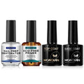 Morovan Nail Dehydrator and Primer with Gel Base & Top Coat Set 4PCS Professional Fast Dry Acid Free Supplies Primer for Acrylic & Gel Nail Polish Gifts