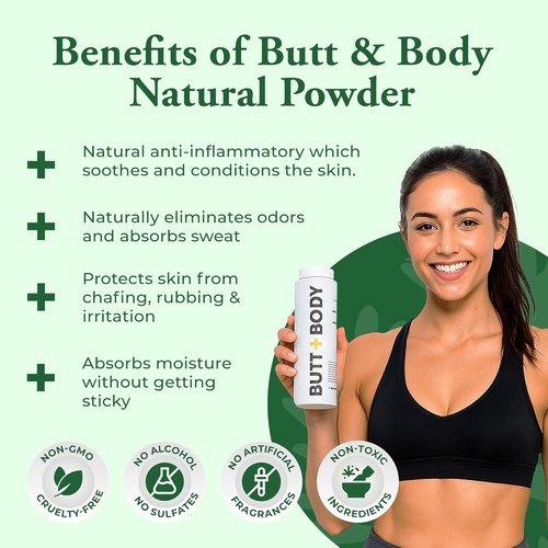 Palm Beach Naturals Butt & Body Rescue Powder - Talc-Free Whole Body Deodorant for Men & Women | 4oz, Absorbs Sweat & Controls Odor