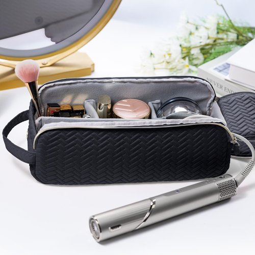 ELCUPA Large Hair Tools Travel Bag Compatible with Shark FlexStyle, Revlon & Dyson | Hair Dryer Brush Organizer, Flat Iron, Curling Iron, Makeup & Cosmetic Bag for Travel Essentials