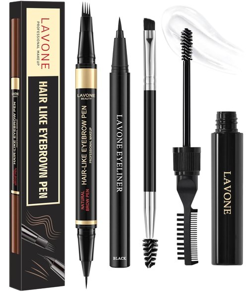 Skiennix Eyebrow Pencil Kit - Waterproof Microblading Pen & Gel, Long-Lasting Makeup - Blonde
