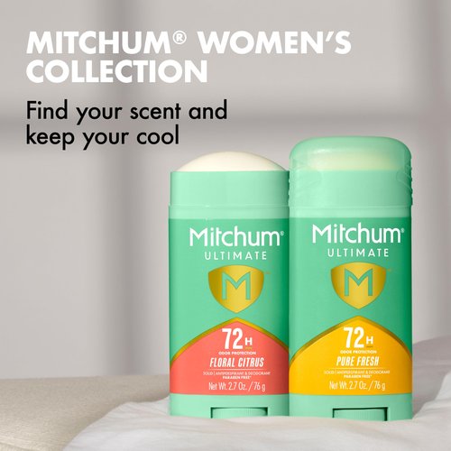 Mitchum Ultimate 72H Odor Protection Women’s Antiperspirant & Deodorant, Invisible Solid, Floral Citrus, 2 pack