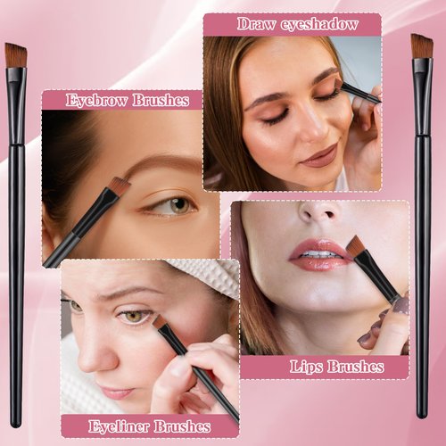 100 Pcs Angled Eyebrow Brushes Bulk Disposable Brow Brushes For Eyebrows Brow Tint Brushes Eye Makeup Brush Concealer Eye Shadow Applicator Sticks Tinting Brushes Esthetician Supplies (Black)