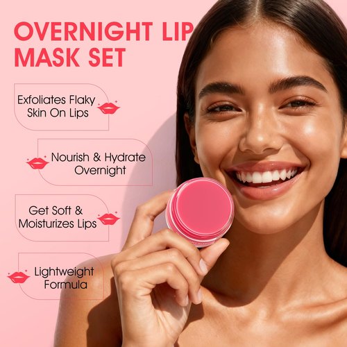 Lip Mask Set, 4PCS Lip Sleeping Mask Overnight Treatment Lip Care, Moisturize & Nourish Lip Butter Balm for Very Dry Lips, Cracked Dry Lips, Daily Lip Care Lip Treatment,12g*4