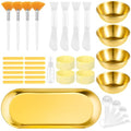 31 Pcs Esthetician Supplies for Facials,4 Gold Esthetician Bowls 4 Fan Brushes Esthetician Large Gold Serving Bowls 12 Compressed Facial Sponge 4 Spa Headbands 4 Flat Brushes for Women Face Cleansing