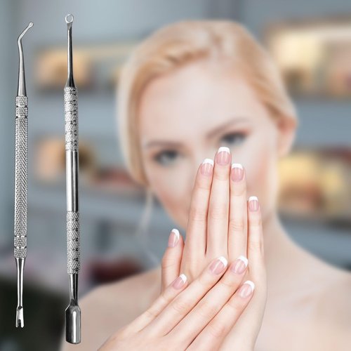 HIFAU Premium Stainless Steel Manicure Tools 2-Piece Set, Upgrade Gel Nail Polish Remove Tool & Cuticle Pusher, Cuticle Trimmer & Nail Lifter, Durable&Hygienic, For Women