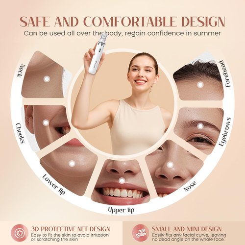 Epilator for Women, 2-in-1 Facial Hair Removal Epilator, Painless Designed Hair Remover with Built-in LED Light for Precision, Smooth Glide Hair Remover for Women Face Lips Chin Peach Fuzz