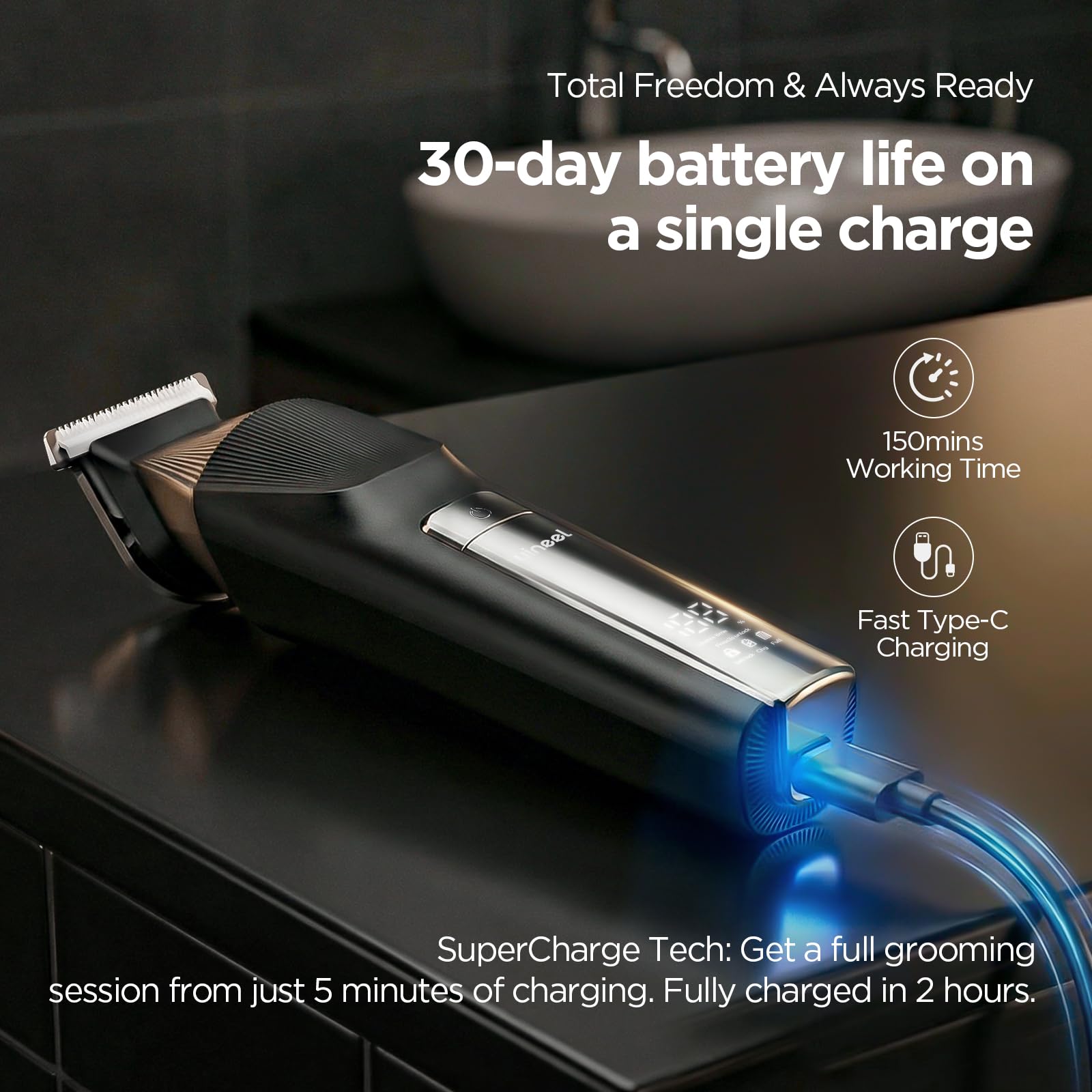 Yineel HC600 Beard Trimmer for Men, All-in-One Cordless Grooming Kit, Waterproof Electric Razor & Hair Clipper for Face Mustache Body Nose Hair Trimming, Precision Blades, Gifts for Men Barber