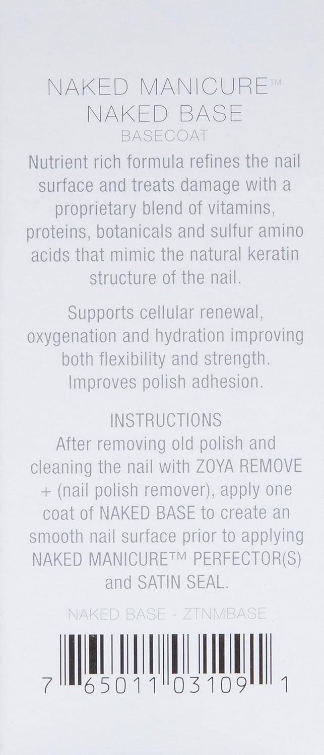 ZOYA Naked Manicure Base Coat - Clear Finish for Flawless Nails | 0.5 fl. oz.