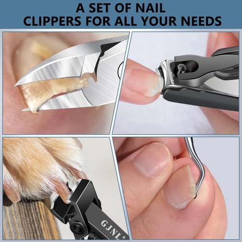 Toenail Clippers for Seniors Thick Nails - 17mm Wide Jaw Nail Clippers for Men, 37mm Heavy Duty Toe Nail Cutter, No Splash Nail Clippers w Catcher