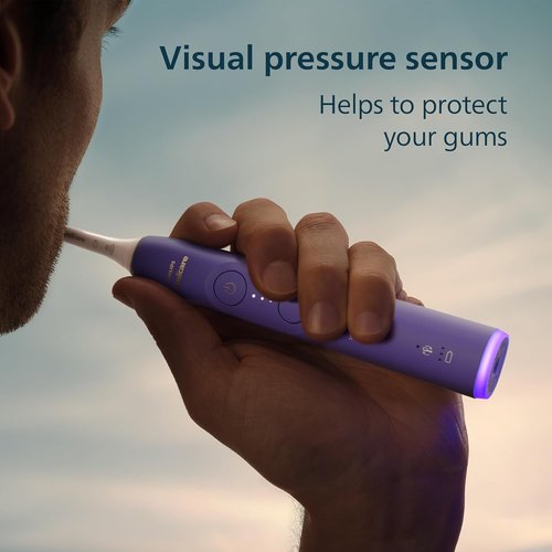 Philips Sonicare 6500 Series Electric Toothbrush - Advanced Sonic Technology, Pressure Sensor, 9 Settings | Purple, HX7417/05
