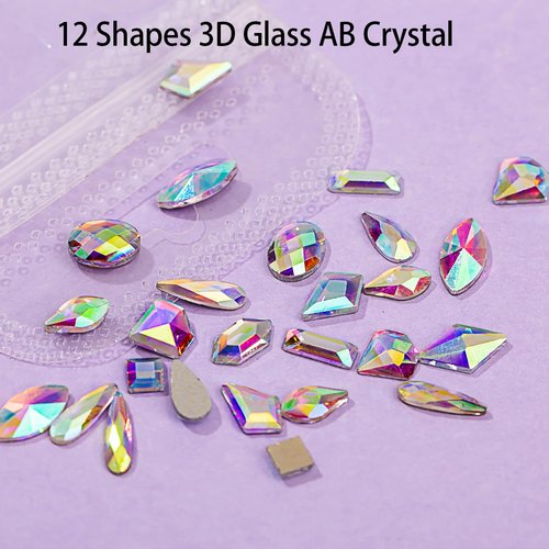 8000pcs Nail Gems and Rhinestones for Nails Art, 240 Shaped Glass AB Crystals Nail Charms for Nails Design, 3D Nail Charms and Gems Nail Jewels, Nail Diamonds Rhinestones Kit w/Wax Pencil, Tweezer