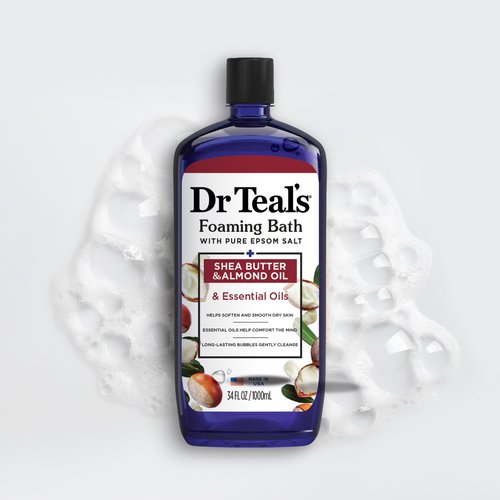 Dr Teal's Foaming Bath with Pure Epsom Salt, Shea Butter & Almond, 34 fl oz (Pack of 4)