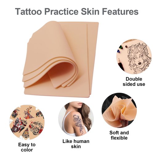 Autdor 3MM Fake Skin - 20Pcs Tattoo Skin 6×8" Blank Tattoo Practice Skins Double Sides Piel Sintética Para Tatuar Microblading Eyebrow Practice Skins for Tattooing Supplies Beginner Experienced Artist