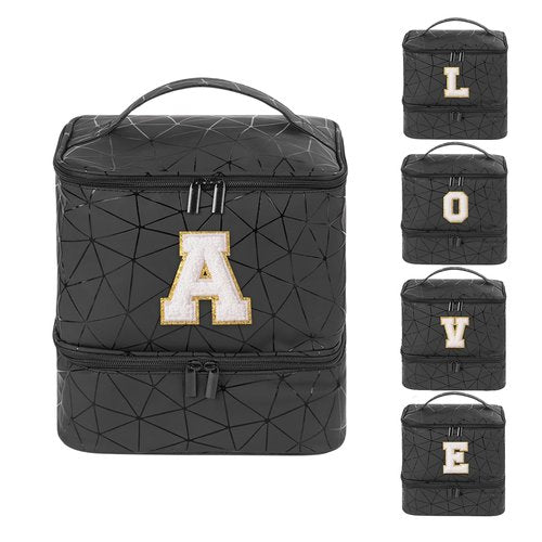 KGMCARE Personalized Initial A-Z Nail Polish Organizer and Portable Nail Polish Bag Carrying Case, Holds 30 Bottles (15ml), Large Capacity Storage Case for Nail Polish, Letter A