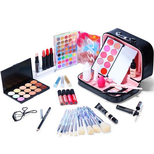 All in One Makeup Kit for Women Full Kit, Valentine's Day Gifts for Women Girls, Makeup Essential Bundle Include Eyeshadow Palette Lipstick Blush Foundation Concealer Mascara Eyebrow Pencil