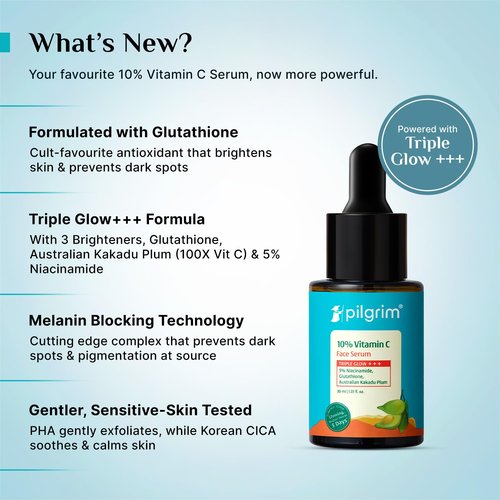 Pilgrim 10% Vitamin C Face Serum - Anti-Aging Formula with 5% Niacinamide & Kakadu Plum | 1.01 Fl Oz (30ml)