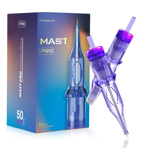 Mast Tattoo Pro Tattoo Cartridges 50Pcs Assorted Mixed Sizes #12 Standard 1RL 3RL 5RL 7RL 5RS 7RS 7RM 9M 9RS 11RM Disposable Round Liner Shader Magnum Tattoo Needles Kit for all styles