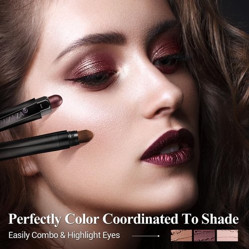 LUXAZA PRO Eyeshadow Stick Set - 6PCS Brown Metallic Shimmer & Matte Cream Crayon | Grape Wine