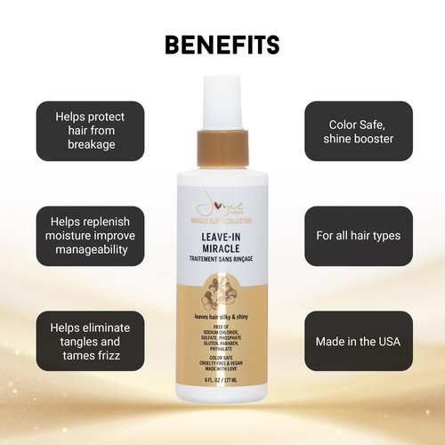 Joyce Giraud Leave-In Miracle Treatment with Pure4 Oils, 6 Oz, Protects from Breakage, Tames Frizz, Adds Shine, Weightless Formula