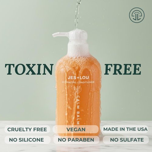 JES+LOU Sulfate Free Hydrating Conditioner with Natural Ingredients for Dry or Damaged Hair, Paraben Free Formula for Deep Moisture, Natural Shine, and Hair Repair, Vegan and Toxin Free (10 oz)