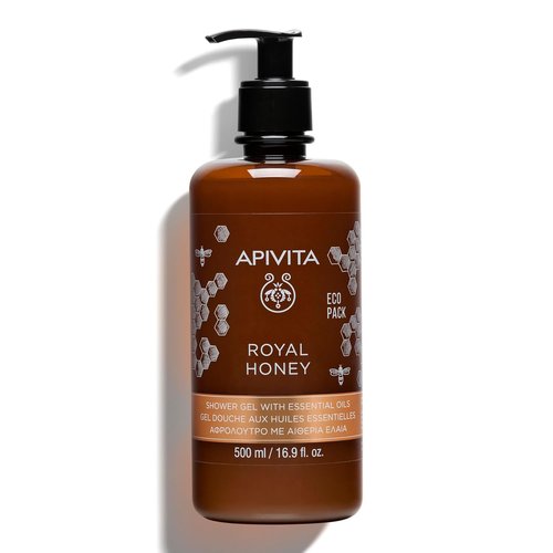 Apivita Shower Gel with Essential Oils - Nourishing Formula | 16.9 Fl Oz