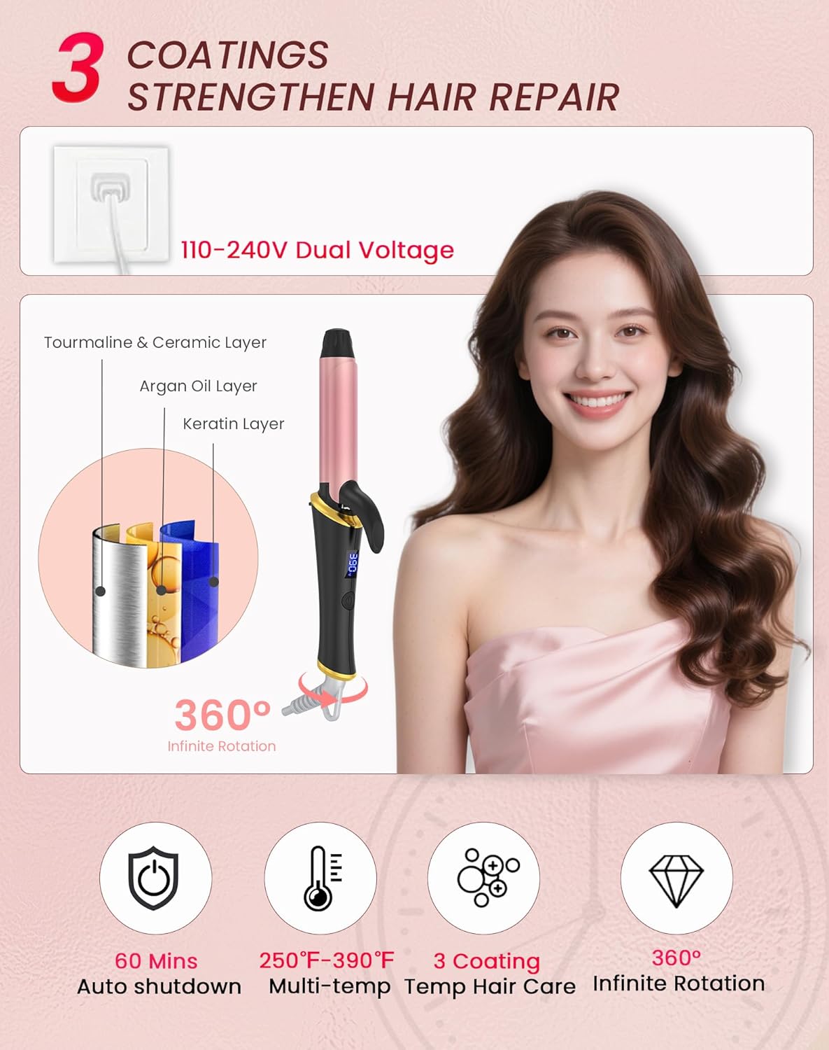 Ukliss Mini Curling Iron - Fast Heating, Anti-Scald Tip & 5 Temp Settings | Perfect for Short to Medium Hair (Black, 1 Inch)