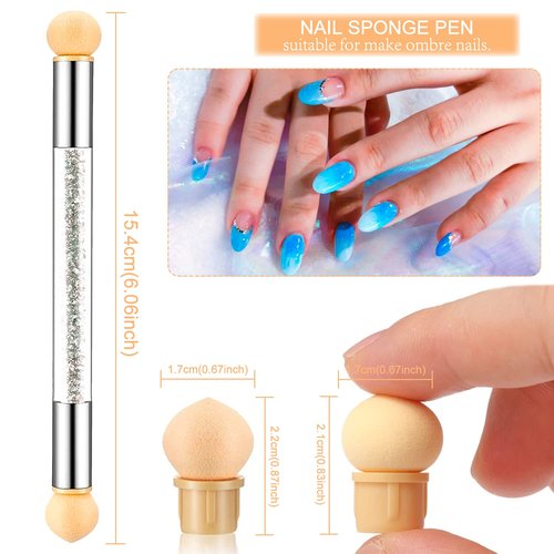HYWWPFLAY 5Pcs Ombre Nail Brush Nail Sponges for Ombre Nail Gradient Sponges AirBrush French Tip Nail Design Brushes Ombre Brush for Gel Nails Painting Nail Polish Pen Manicure Brush Tool