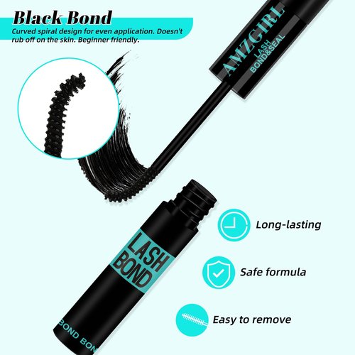 Lash Bond and Seal,Lash Glue for Eyelash Extensions,Eyelashes Clusters Lash Bond and Seal Waterproof 10ml,2 in 1 Eyelash Bond and Seal Long Lasting,Bond and Seal Lash Extensions Strong Hold