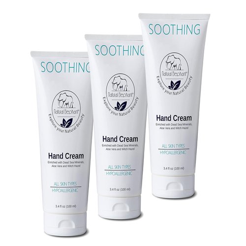 Natural Elephant Dead Sea Hand Cream - Soothing Formula with Minerals | 3.4 fl oz (Pack of 3)