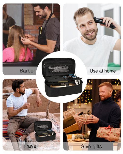 Meiiy Barber Tool Bag, Hair Clipper Bag Hair Cutting Scissors Storage Bag Shaving Kits Haircut Accessories Organizer Bag Gift for Women (Black)