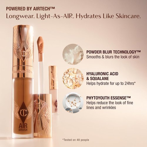 Charlotte Tilbury AIRbrush Flawless Blur Concealer - Longwear, Hydrating & Crease-Proof Formula for Dark Circles & Blemishes - Full Coverage, Natural Matte Finish
