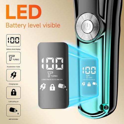 KOMINGDON 20 Piece Hair Clipper Beard Trimmer for Men, All-in-One Men's Grooming Kit for Nose,Ear,Body,Mustache, Cordless Electric Shaver Razor with IPX6 Waterproof,120-Min Runtime,LED Display