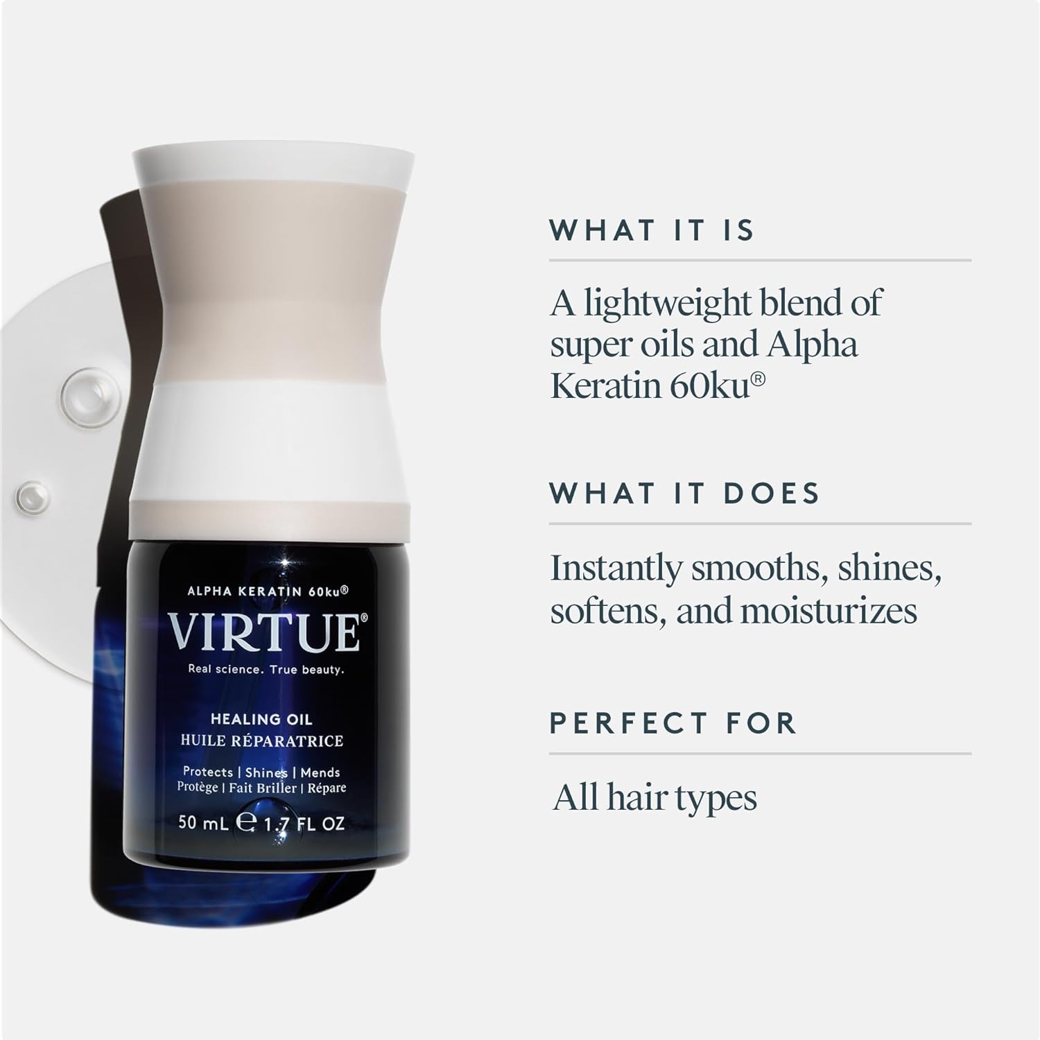 VIRTUE Healing Oil - Nourishing Treatment for Healthy Hair | 1.7 Fl Oz