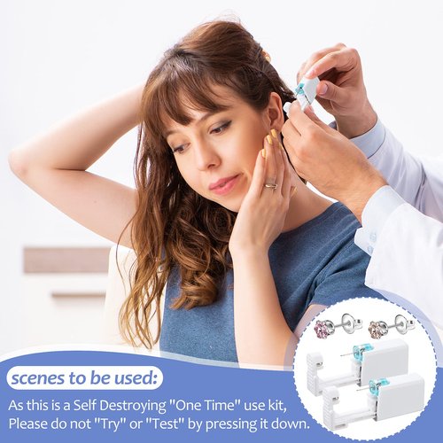 Chumia 12 Pack Disposable Ear Piercing Tool with 12 Pcs Ear Studs Safety Tool (5mm) Self No Pain Easy Use