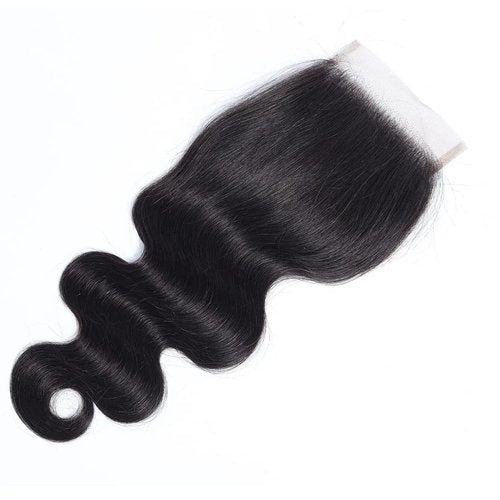 Transparent HD Lace Closure Body Wave Invisible Ultra-thin 4x4 Closure Brazilian Raw Virgin Human Hair Pre Plucked Natural Black (4x4 Lace Closure, 20 Inch)