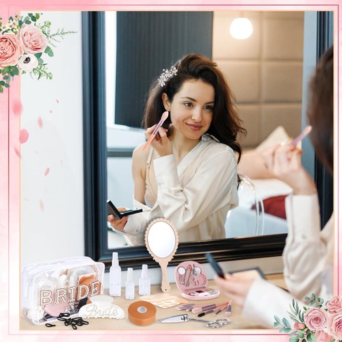 Sunnymove Bride Emergency Kit for Wedding 49 Bridal Emergency Kit for Wedding, Essentials Must Haves Survival Set for Bride, Travel Items with Makeup Bag for Women Daily(Clear)