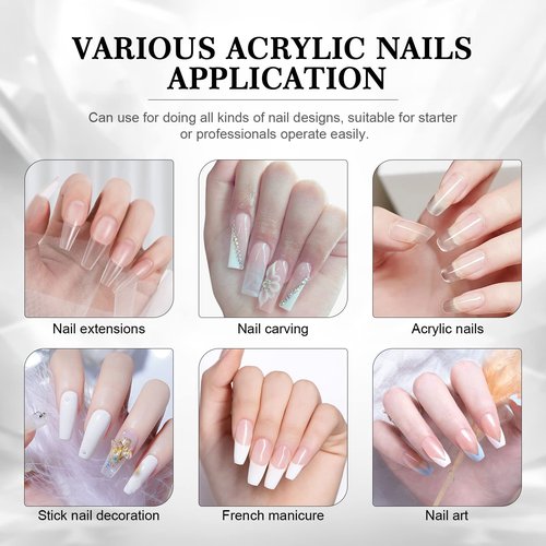 Saviland Clear Acrylic Powder: 5.29OZ Large Capacity Bubble-Free Acrylic Nail Powder Beginner Friendly Long Lasting Chip-Resistant Professional Nail Powder for French Manicure Nail Carving